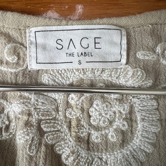 Sage the Label Sheer Bohemian Smocked Mini Dress Size S - Picture 5 of 9
